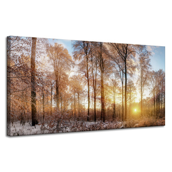 Canvas Print Trees Winter Rising Sun 120x60 cm