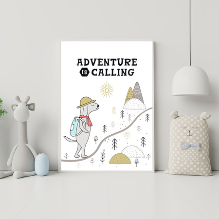 Poster Children's Advwnture is calling 40X50 cm + gold frame