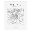 Poster Milan city map square 40X50 cm + gold frame