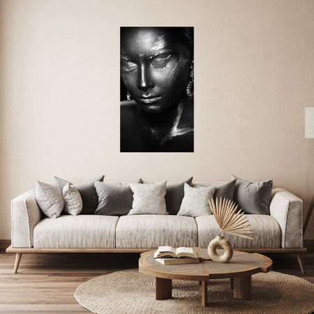 Canvas Print Woman Pensive Art Black 80x120 cm