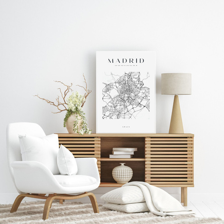Poster Madrid city map square 40X50 cm + gold frame