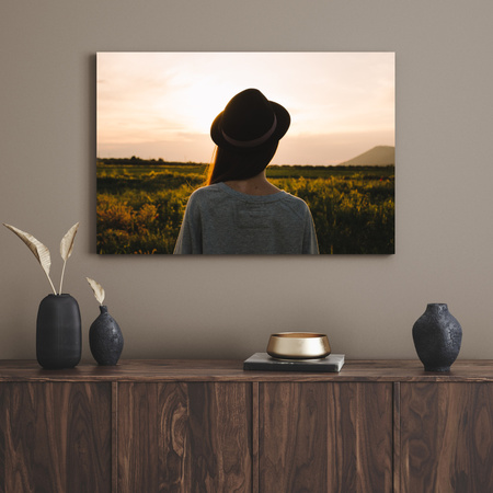 Canvas Print Nature Woman in Hat 100x80 cm