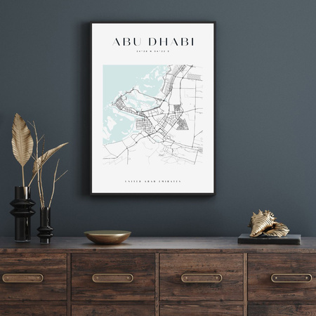 Poster Abu Dhabi city map square 40X50 cm + gold frame