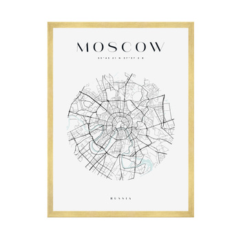 Poster Moscow city map circle 40X50 cm + gold frame