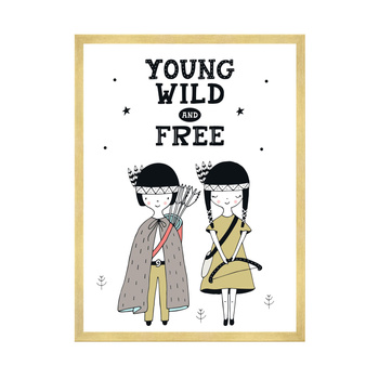Children's poster Young wild and free 40X50 cm + gold frame