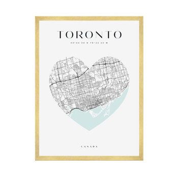 Poster Toronto city map heart 40X50 cm + gold frame