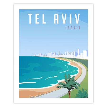 Tel Aviv City poster 40X50 cm + gold frame