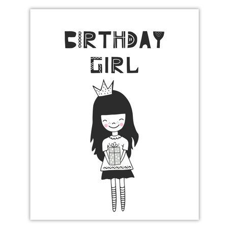 Birthday Poster Birthday girl 40X50 cm + gold frame