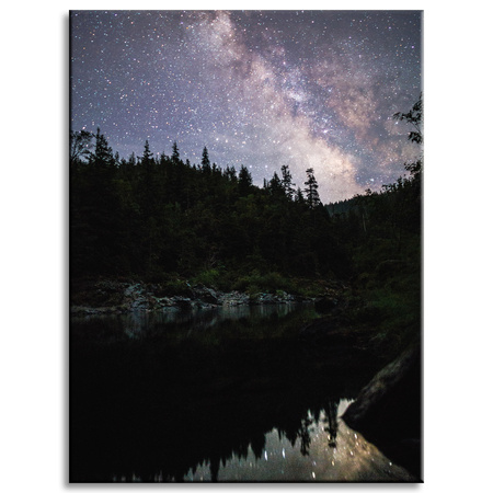 Canvas Print Space Starry Sky Over the Lake 30x40 cm