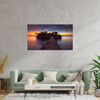 Canvas Print Wooden Bridge Sunset Water 100x80 cm