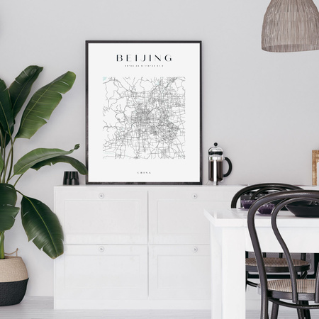 Poster Beijing city map square 40X50 cm + gold frame