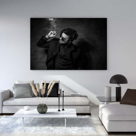 Canvas Print Black and White Man 40x30 cm