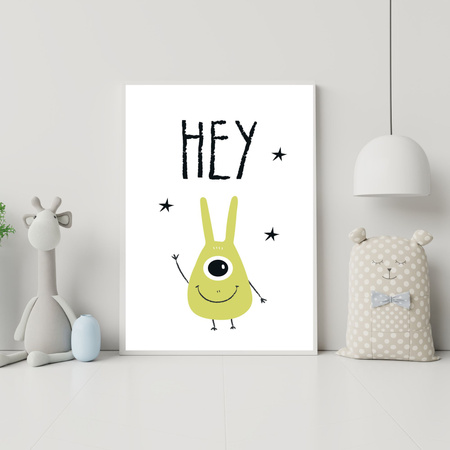 Children's Hey poster 40X50 cm + gold frame