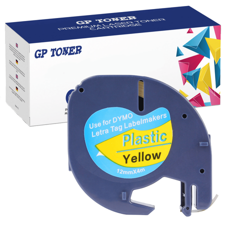 Dymo Tape LetraTag 59423 12mm x 4m Yellow Plastic - Replacement GP-DY59423