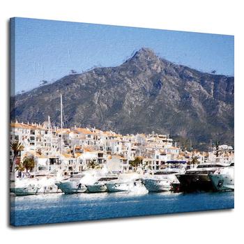 Canvas Print Boats Summer Monaco Mountain 100x80 cm