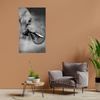 Canvas Print Black and White Elephant Drinking Water 80x120 cm