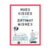 Hugs kisses Birthday Poster 30X40 cm + amaranth frame
