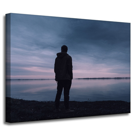 Canvas Print Nature Landscape Lake Man 40x30 cm