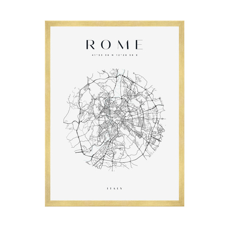 Poster Rome city map circle 40X50 cm + gold frame