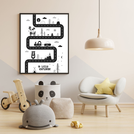 Children's poster Little explorer_3 40X50 cm + gold frame
