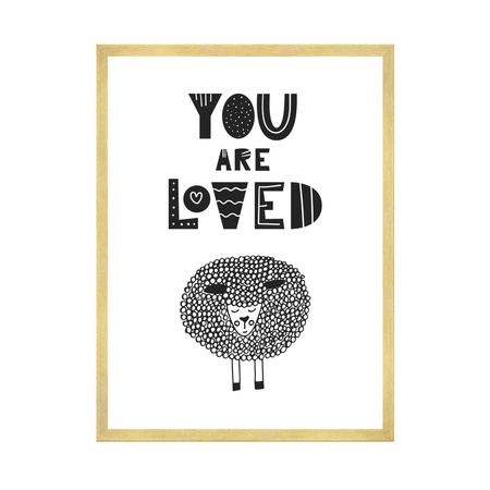 Children's poster You are loved 40X50 cm + gold frame