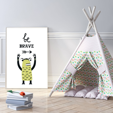 Children's poster Be Brave Monsters 40X50 cm + gold frame