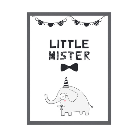 Little mister Birthday Poster 50X70 cm + gray stone frame