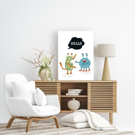 Poster Children's Hellow Monsters 40X50 cm + gold frame