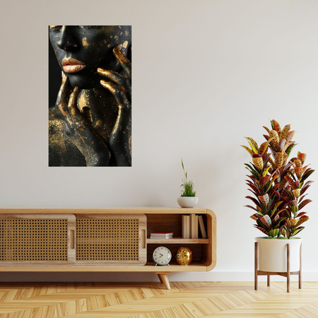 Canvas Print Woman Fingers Golden Spots Art 80x120 cm