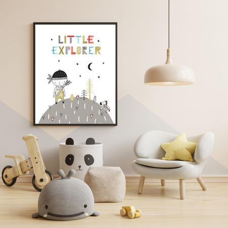Children's poster Little explorer_2 40X50 cm + gold frame