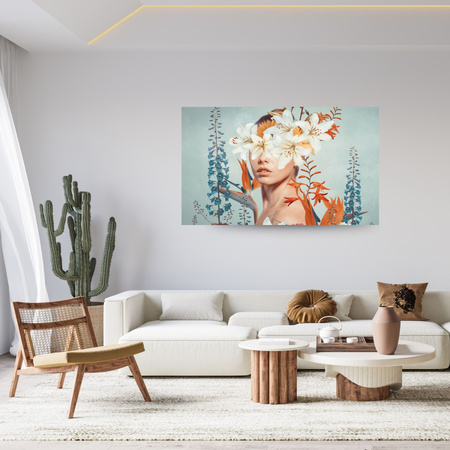 Canvas Print Girl Beauty Flowers Nature 100x80 cm