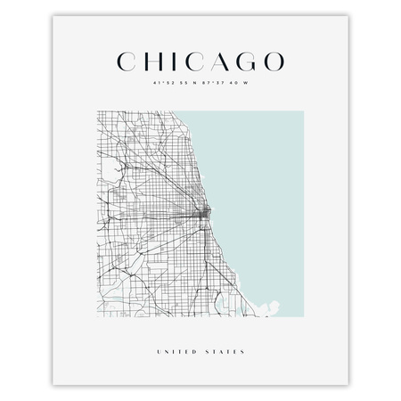 Poster Chicago city map square 40X50 cm + gold frame