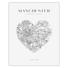 Poster Manchester city map heart 40X50 cm + gold frame