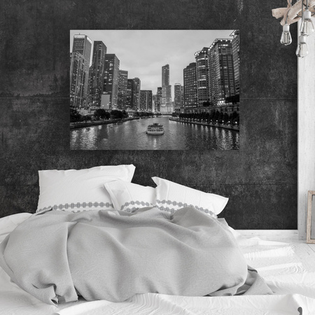 Canvas Print Chicago Architecture Black and White 120X60 cm