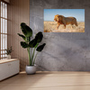 Canvas Print Walking Lion on Savannah Grass 80x40 cm