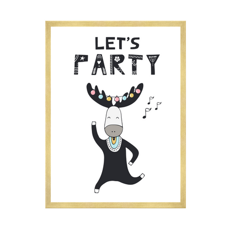 Let's party Birthday Poster 50X70 cm + gold frame