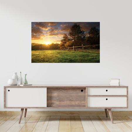 Canvas Print Sun Landscape Rural Trees Meadow 100x80 cm