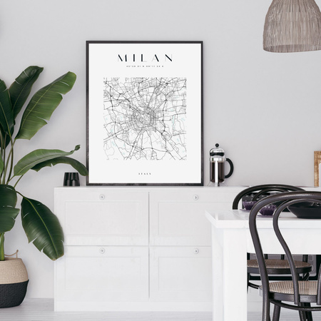 Poster Milan city map square 40X50 cm + gold frame