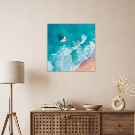 Canvas Print Sailboat Waves Sand Shore 60X60 cm