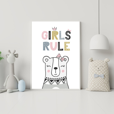 Poster Children's Girls rule 40X50 cm + gold frame