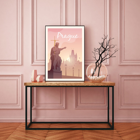 Poster of the City of Prague 40X50 cm + gold frame