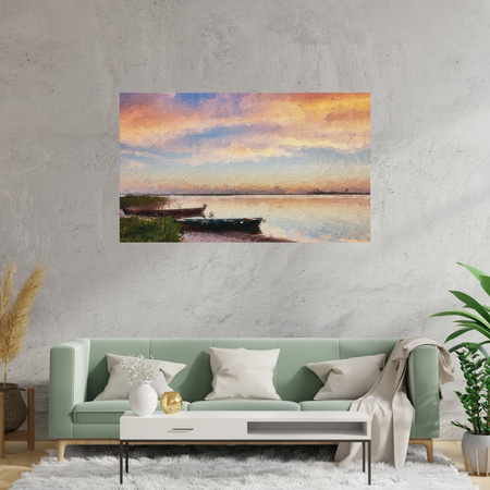 Picture on canvas Oil Painting Boats on the Shore 100x80 cm