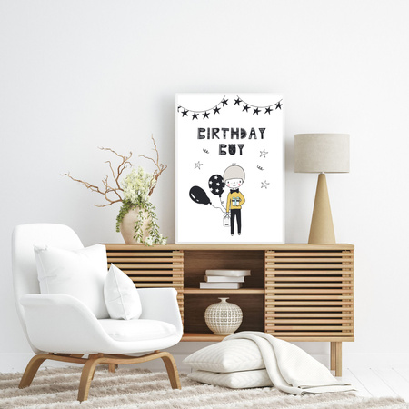 Birthday poster Birthday guy 50X70 cm + gray stone frame
