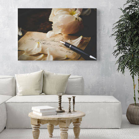 Canvas Print Botany Petals on Leaves 40x30 cm