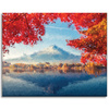 Canvas Print Colorful Leaves Town Mountain Water 100x80 cm