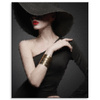 Canvas Print Elegant Woman Black Hat Red Lips 80x100 cm