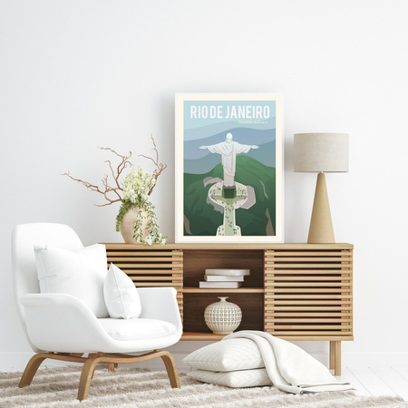 Poster of the City of Rio De Janeiro 40X50 cm + gold frame