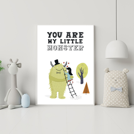 Children's poster You are my little monster 30X40 cm + black frame
