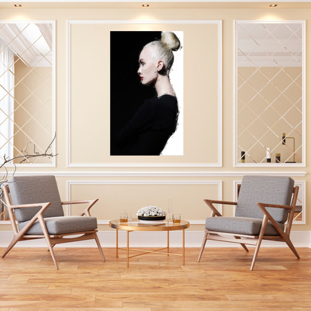 Canvas Print Black and White Woman Hair Bun 80x120 cm