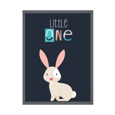 Children's poster Little One Bunny 24X30 cm + gray stone frame